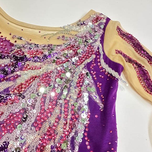 New Figure Skating Dress Size 10 (5~8T) with Hair Scrunchies (120~130cm) - Picture 5 of 14